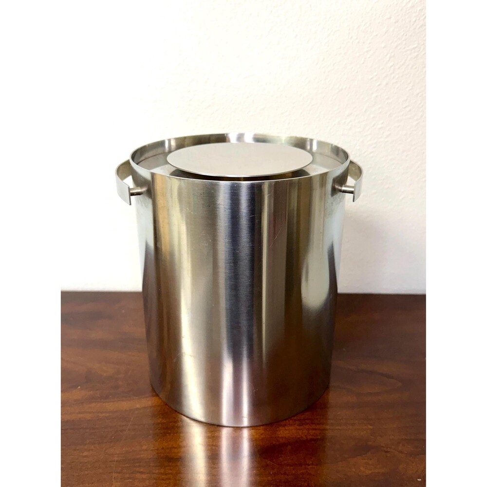 Vintage Stainless Ice Bucket Arne Jacobsen Stelton Lauffer Denmark MCM 1960s